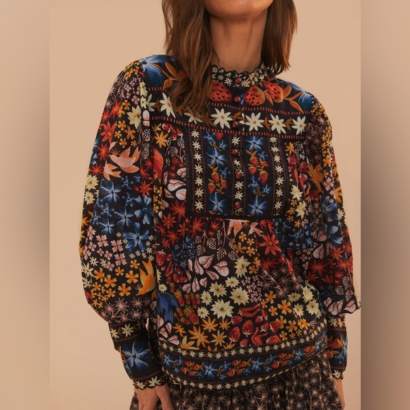 FARM Rio Tops - FARM RIO Jujus Garden Floral Blouse